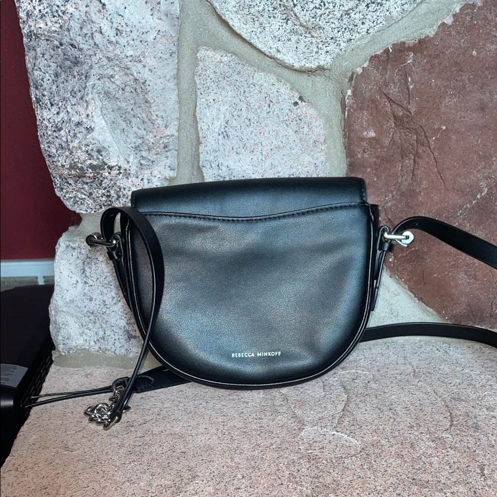 Rebecca Minkoff Plaid Black Leather Crossbody Bag - Picture 2 of 6